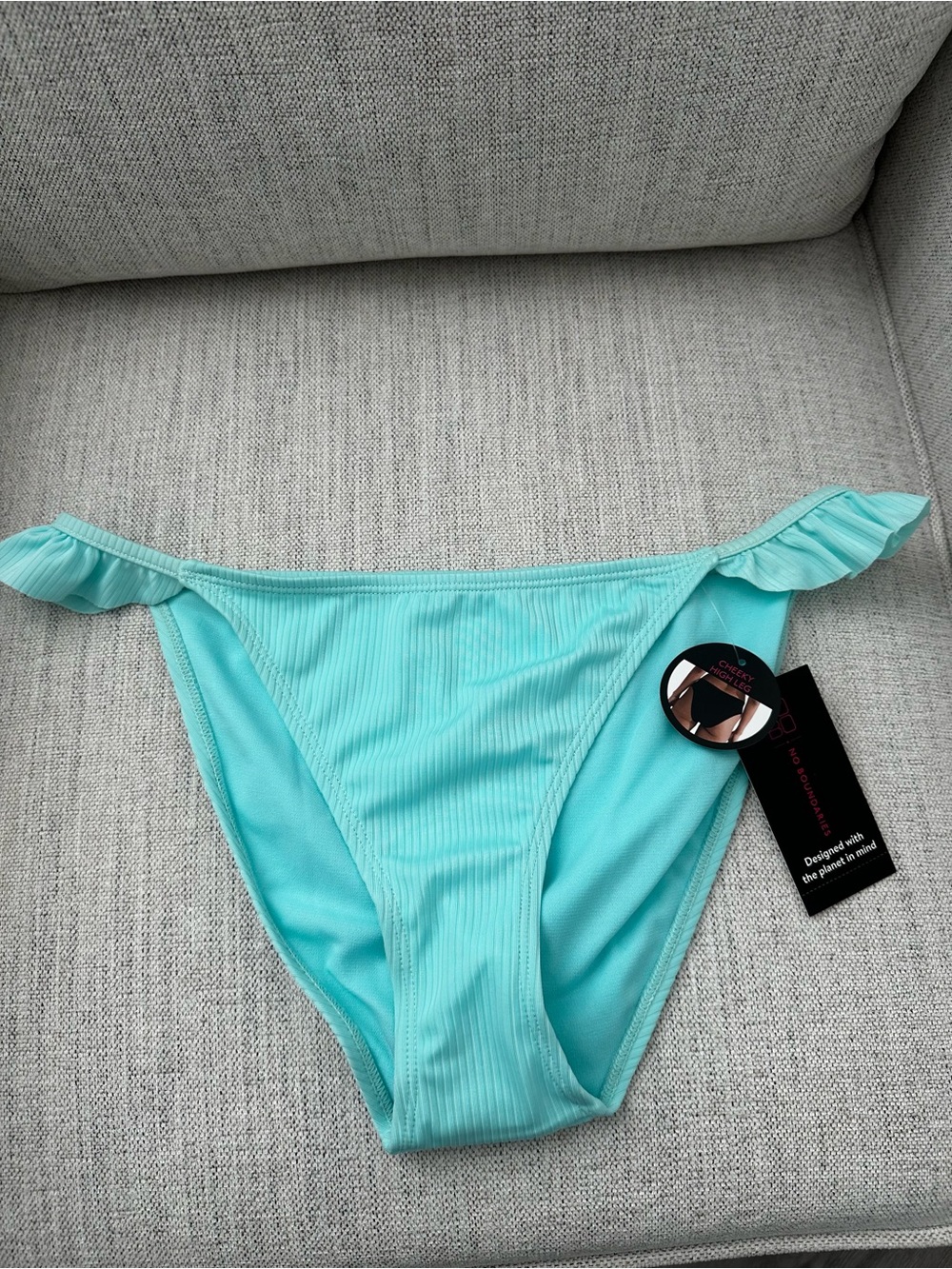 Faded Glory Aqua Ruffle Side Bikini Bottom